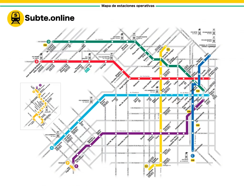 🟡 Mapa Subte Buenos Aires - Recorridos, Mapas【2023】